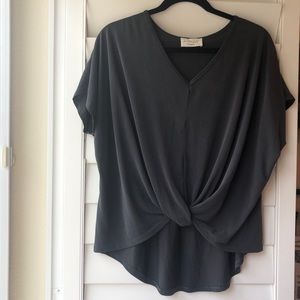 Dark grey lavender field knot top